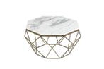 Elegante salontafel DIAMOND 70cm wit messing met marmeren, Ophalen of Verzenden, Nieuw