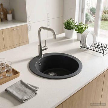 vidaXL Enkele keukenspoelbak Graniet 50,5 x 29 cm Grafiet, Verzenden, Nieuw