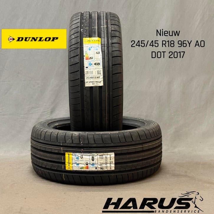 245/45/18 96Y AO Dunlop zomerbanden nieuw 2X GRATIS MONTAGE, Auto-onderdelen, Banden en Velgen, 18 inch, Erkend duurzaam, Zomerbanden