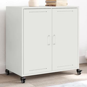 vidaXL Dressoir 68x39x72 cm staal wit, Verzenden, Nieuw, 50 tot 100 cm, Metaal