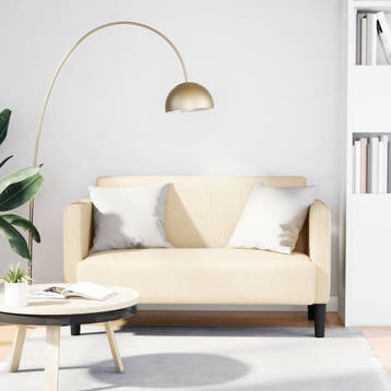 vidaXL Loveseat bank 109 cm corduroy stof crèmekleurig, Verzenden, Nieuw, Stof