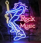 Rock Music Gitarist Neon Verlichting 60 x 75 cm - Multicolor, Ophalen, Gebruikt