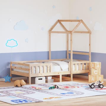 vidaXL Bedframe met huisje massief grenenhout 75x190 cm, Eenpersoons, Bruin, Verzenden, Nieuw