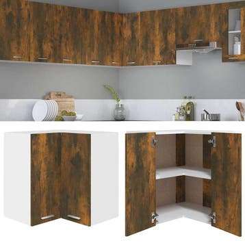 vidaXL Hanghoekkast Lyon 57x57x60 cm bewerkt hout gerookt, Huis en Inrichting, Verzenden, Nieuw, Bruin