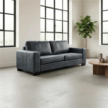Leren bank Enjoy - 3 zits - Kenia Denim (blauw) - Poten, Huis en Inrichting, Nieuw, Ophalen of Verzenden, Modern, 200 tot 250 cm