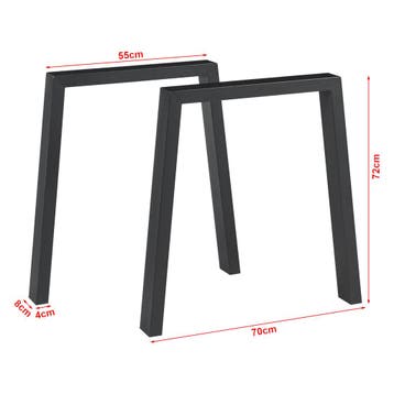 Stalen onderstel Kraftisried set van 2 tafelpoot 72x70 cm zw, Verzenden, Nieuw