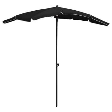 vidaXL Parasol met paal 200x130 cm zwart, Verzenden, Nieuw, 2 tot 3 meter