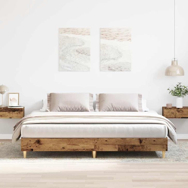 vidaXL Bedframe zonder matras 180x200 cm bewerkt hout oud, Huis en Inrichting, Slaapkamer | Bedden, 80 cm, 200 cm, Bruin, Eenpersoons