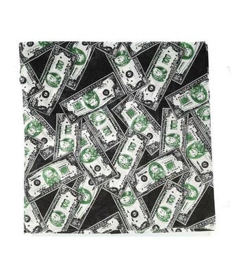 Haarband Bandana Zakdoek 55cm – Dollar Print – Zwart Groen, Nieuw
