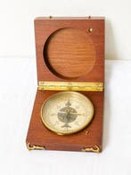 Kompas - Hout, Messing - marine ancienne de navigation -