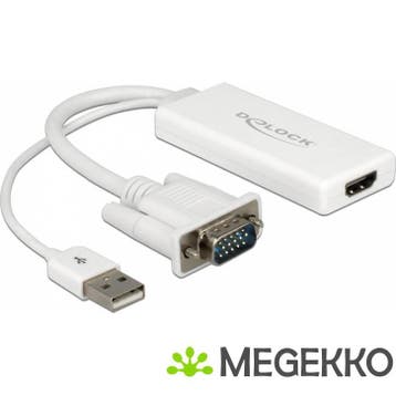 Delock 62460 VGA naar HDMI Adapter met Audio wit, Verzenden, Nieuw