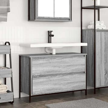 vidaXL Badkamerkast met lades 90x34,5x60 cm grijs sonoma, Verzenden, Nieuw