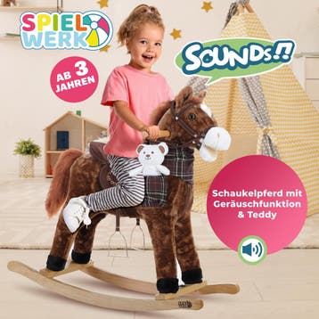 Schommeldier Paard Bruin met Geluid (Hobbeldieren), Verzenden, Nieuw