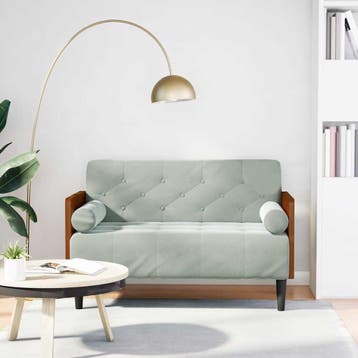 vidaXL Loveseat bank met bolsters kussens lichtgrijs 110 cm, Verzenden, Nieuw, Stof