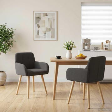 vidaXL Eettafelstoelen 2 st Bouclé Donkergrijs 59 x 57 x 85, Verzenden, Nieuw