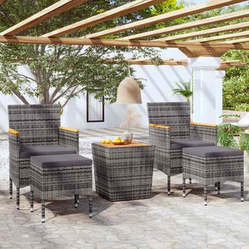 vidaXL 5-delige Bistroset poly rattan en massief acaciahout, Verzenden, Nieuw