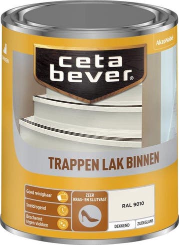 Cetabever Trappenlak Binnen Dekkend Zijdeglans RAL 9010 |, Verzenden, Wit, Nieuw, Lak
