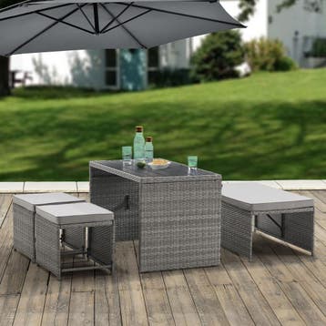 2 in 1 Polyrotan Loungeset Jamaika - Grijs, Verzenden, Nieuw