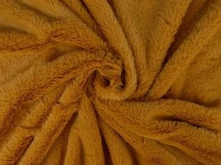 Kortharig bont stof – Okergeel, 120 cm of meer, Geel, Ophalen of Verzenden, Polyester