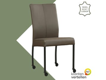 Leren eetkamerstoel Comfort met wieltjes - Toledo Moss, Huis en Inrichting, Stoelen, Bruin, Nieuw, Leer, Ophalen of Verzenden