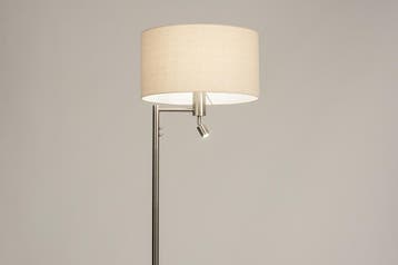 Rietveld Vloerlampen - Staalgrijs, Beige, Zand - Staal, Stof, Verzenden, Nieuw