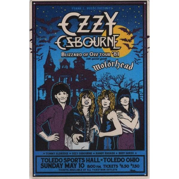 Wandbord -  Ozzy Osbourne Blizzard Of Ozz Tour 81, Huis en Inrichting, Woonaccessoires | Wanddecoraties, Nieuw, Ophalen of Verzenden