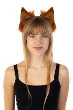 Haarband Furry Oortjes Bruin Kat Poes Vos Diadeem Dons Diere, Ophalen of Verzenden, Nieuw, Carnaval, Accessoires