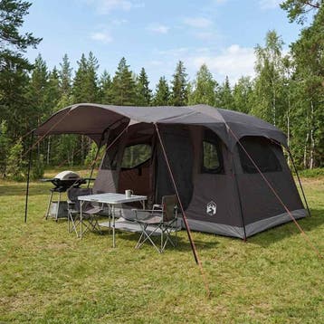 vidaXL Tunneltent 10-persoons Bruin Grijs Polyester en staal, Verzenden, Nieuw, Tot en met 2
