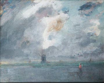 Lucien Frank (1857-1920) - Moulin dans la brume