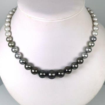 Halsketting Zilver Parel - Parel - Tahiti-Akoya Ø8x12,7MM, Nieuw