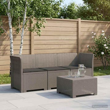 vidaXL 3-zits tuinbank met kussens in rattanlook PP, Verzenden, Nieuw