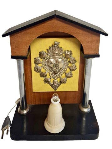 Thuisaltaar vintage met oud ex-voto - 29 cm - Hout, Plastic,