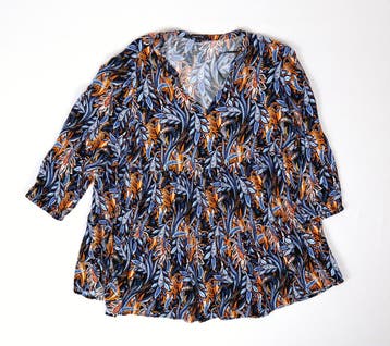 Comma Dames Blouse Maat 40 Blauw Oranje Print, Verzenden, Gedragen