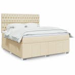 vidaXL Boxspring met matras stof crèmekleurig 180x200 cm, Eenpersoons, Verzenden, Nieuw, 80 cm
