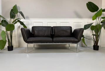 Brühl Roro Leren Bruine Sofa met Wielen, Tweepersoons, Leer, Ophalen of Verzenden, Zo goed als nieuw