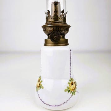 Olielamp - Messing, Glas - Melkglazen Olielamp