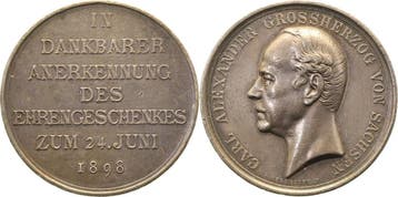 Kaiserreich Medaille Sachsen Ehrengeschenkes 24 Juni 1898..., Verzenden