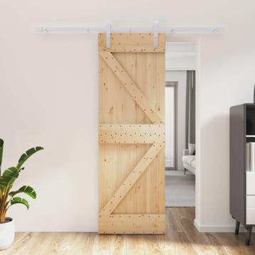 vidaXL Schuifdeur 70 x 210 cm Massief Grenenhout, Doe-het-zelf en Verbouw, Deuren en Horren, Verzenden, Nieuw