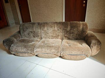 Zitgroep (3) - Fluweel - Bank +2 fauteuils