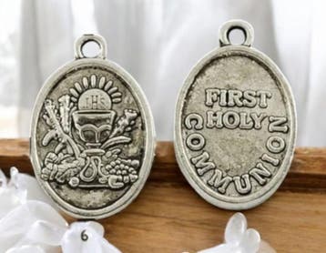 5 x Metalen bedeltje ovaal 1e heilige communie muntje, an..., Ophalen of Verzenden, Nieuw, Kraal