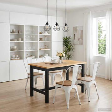 vidaXL Hoge bartafel EKAI Zwart 112 x 70 x 91 cm Massief, Huis en Inrichting, Tafels | Eettafels, Verzenden, Nieuw