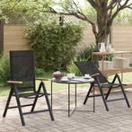 vidaXL Recliner Tuinstoelen 2 pcs Zwart 58 x 73 x 111,5 cm, Tuin en Terras, Tuinstoelen, Verzenden, Nieuw, Textileen