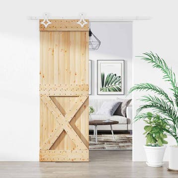 vidaXL Schuifdeur 85 x 210 cm Massief Grenenhout, Verzenden, Nieuw
