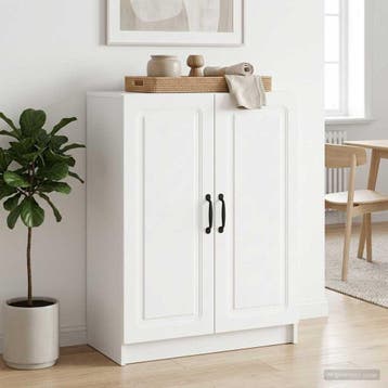 vidaXL Dressoir Hoogglans Wit 66 x 34,5 x 87 cm Bewerkt hout, Verzenden, Nieuw, Overige houtsoorten, Minder dan 50 cm