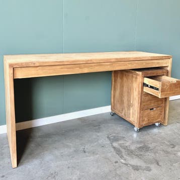Modern Bureau | Massief Teakhout | Incl. Gratis Ladenkast |, Ophalen of Verzenden, Nieuw