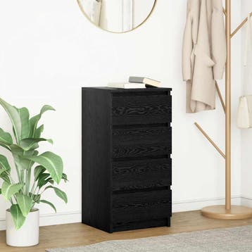 vidaXL Dressoir 37,5x35x76 cm spaanplaat zwart eikenkleurig, Minder dan 50 cm, Verzenden, Nieuw, 25 tot 50 cm