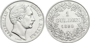 Gulden 1860 Bayern Maximilian Ii Joseph 1848-1864, Verzenden