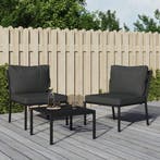 vidaXL Tuinstoelen met grijze kussens 2 st 60x74x79 cm staal, Verzenden, Nieuw, Rvs, Tuinset
