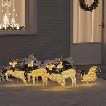 vidaXL LED Rendieren 5 st Goud 43 x 18 x 66 cm Stof, Diversen, Kerst, Verzenden, Nieuw
