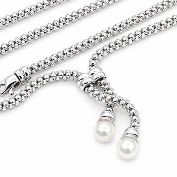 Halsketting - 18 karaat Witgoud Parel - Gemaakt in Italië -, Sieraden, Tassen en Uiterlijk, Kettingen, Nieuw